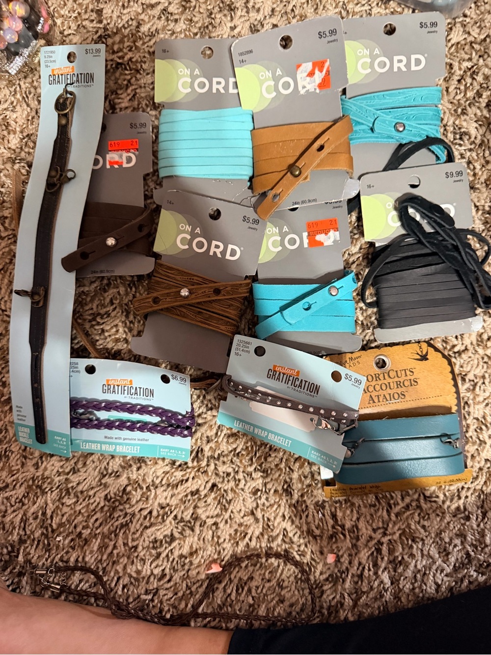 11 Turquoise and Brown Faux Leather Wrap Bracelet -